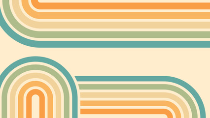 Abstract background of rainbow groovy Wavy Line design in 1970s Hippie Retro style. Vector pattern ready to use for cloth, textile, wrap and other.
