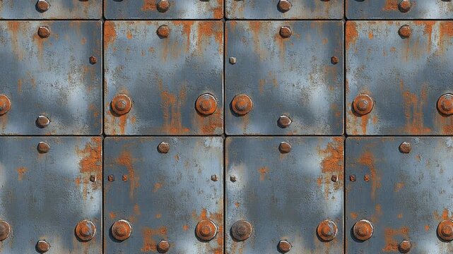 Distressed rusted panels with bolts background animation for video intros.