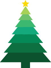 Stylized layered green Christmas tree with a yellow star on top