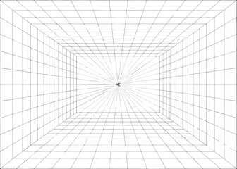 Obraz premium An isometric illustration of a room with converging lines and a vanishing point