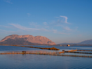 View of the Holy Triad Church in the fishing village of Tourlida in Mesolongi in Greece