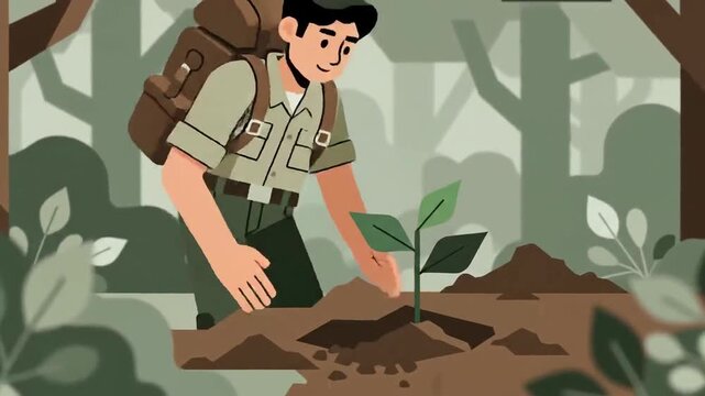 Planting Saplings For A Greener Future Symbolizes Growth And Nature's Preservation Project