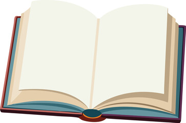 an open book with blank pages resting flat on a surface is shown