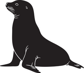 Black seal with white details sitting on a white background © Raihan