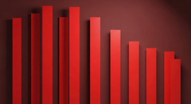 Red bars decreasing in height against dark background - Powered by Adobe