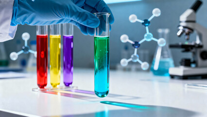 test tubes with colorful liquid