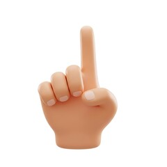 A stylized 3d illustration of a hand gesturing with its index finger pointing up