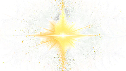 Bright yellow starburst effect on white background isolated on transparent background