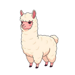 Obraz premium White alpaca isolated on transparent background