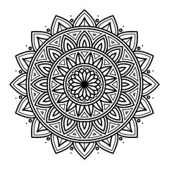 Simple Intricate Black and White Mandala Line Art