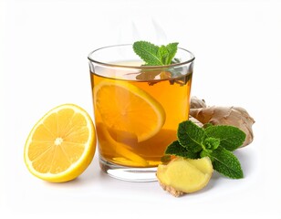 ジンジャーティー　ハーブティー　湯気が出ている冬のホットドリンク　リラックス