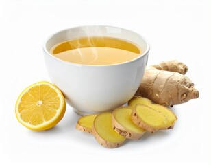 ジンジャーティー　ハーブティー　湯気が出ている冬のホットドリンク　リラックス