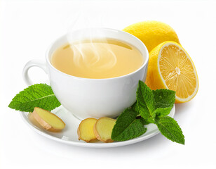 ジンジャーティー　ハーブティー　湯気が出ている冬のホットドリンク　リラックス