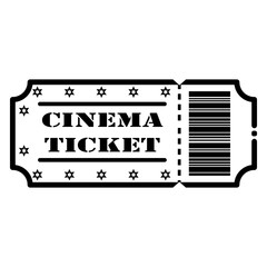 Vintage black and white cinema ticket with barcode