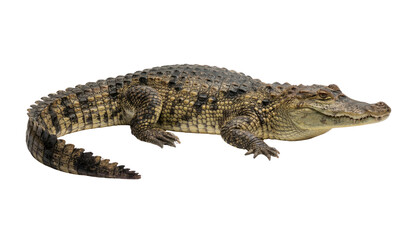 Fototapeta premium Young Alligator or Crocodile Isolated on White Background