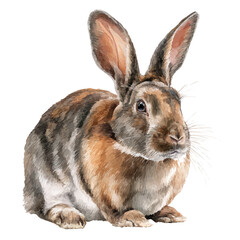 Obraz premium Rabbit in watercolor painting style, vector illustration on white background.