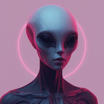 Luxury Alien Being Portrait with Futuristic Minimal Design