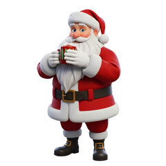 Festive Santa Claus with a warm cup of cocoa, celebrating the joy of Christmas and the holiday season