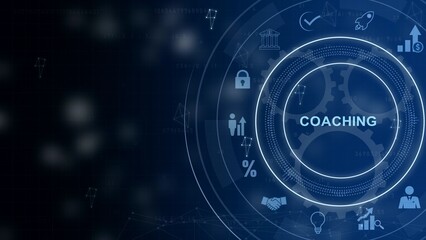 Business, Technology, Internet and network concept. Coaching mentoring education business training development E-learning concept. 3d illustration
