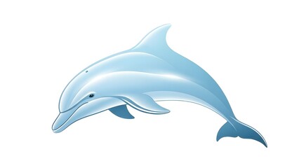 Fototapeta premium Isolated blue dolphin vector illustration graphic element on white background.