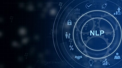 NLP Natural language processing AI Artificial intelligence. 3d illustration © Firoz_Stock