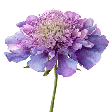 Scabiosa Flower in watercolor painting style, vector illustration on white background.