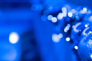 Blue Holiday Bokeh Lights Background