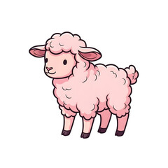 Obraz premium Cute pink sheep cartoon character isolated on transparent background
