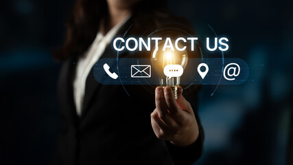 A set of communication methods for customer service. Includes contact information for phone, email, chat, and physical address for user support and inquiries. Fermion