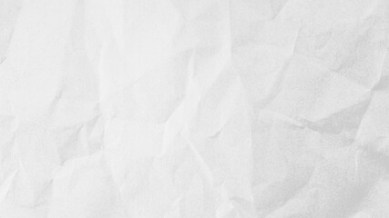 Crumpled paper texture black background. White wrinkled sheet. Overlay effect image