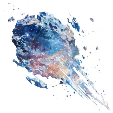 Space Debris, watercolor illustration, vector style, isolated on a white background.