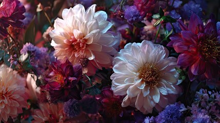 A close-up image of colorful chrysanthemums.