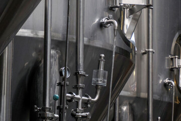 modern beer brewery machines detail close up