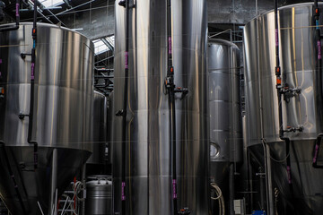 modern beer brewery machines detail close up