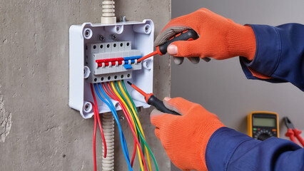 electrician working with electrical wires