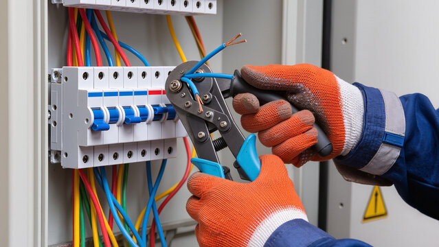 electrician repairing electrical outlet