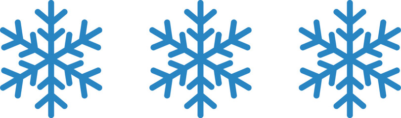 Three blue snowflakes on