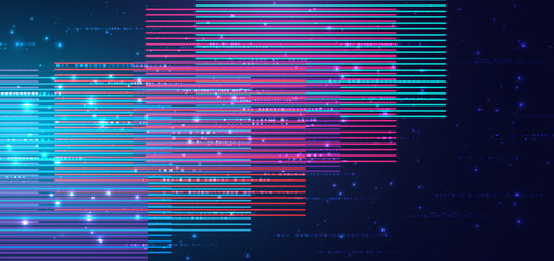 Futuristic horizontal lines glowing speed movement background.