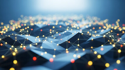 Abstract visualization of interconnected network nodes with glowing lights