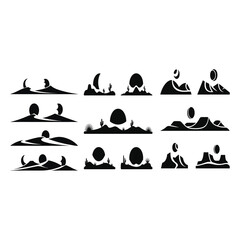 Moon Horizon Landscape Silhouette Pack.