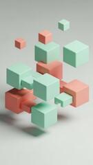 Obraz premium 3D cubes floating in pastel colors.