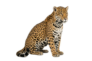 Fototapeta premium Sitting jaguar illustration isolated on white background