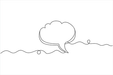 Continuous line speech bubble with heart accents