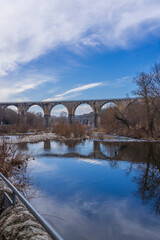 Ardeche viaduc spanning river in Vogue, France