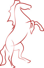 Red Silhouette of Rearing Horse