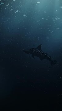 Una majestuosa tinaja nadando en las profundidades del oc&eacute;ano.