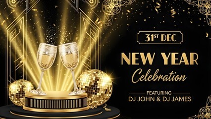 New year celebration champagne toast