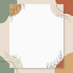 Botanical Frame with Abstract Organic Shapes and Earth Tones Background