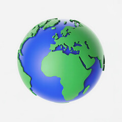 Naklejka premium Stylized 3d rendering of planet earth with prominent landmasses and blue oceans