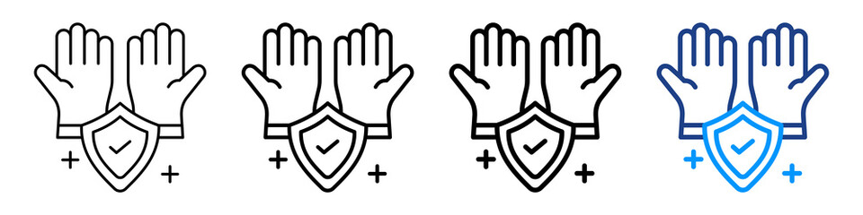 Safety Gloves Icon Different Style Outline Collection Set.
